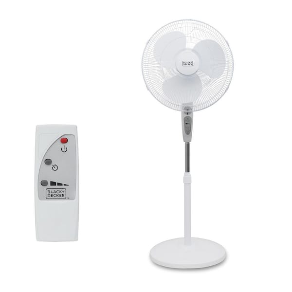 18 in. 3 Fan Speeds Oscillating Stand Floor Fan in White with Remote
