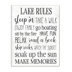 Motivational Lake Rules Sign Text Black White by Daphne Polselli Unframed Print Country Wall Art 10 in. x 15 in.