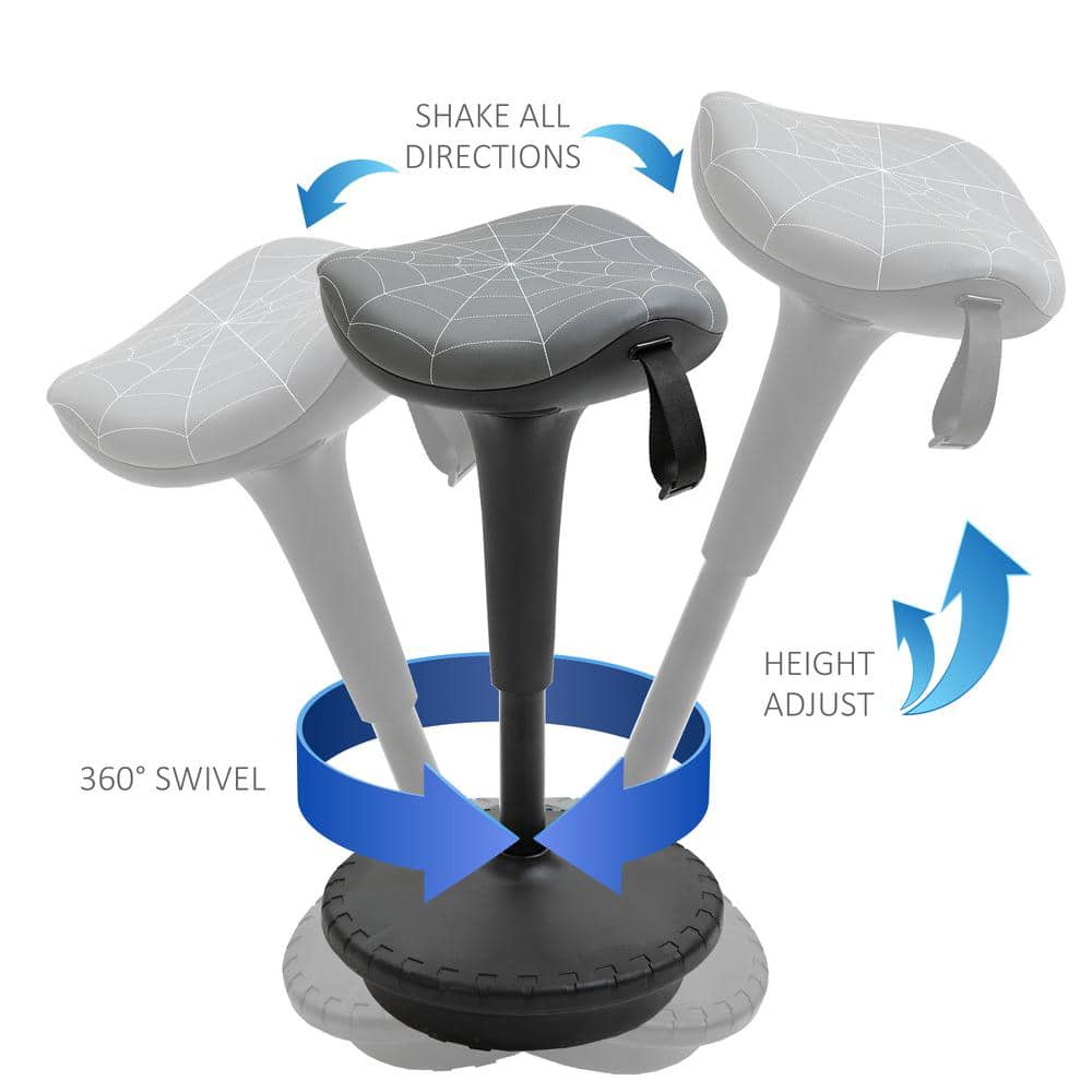 Gray Adjustable Saddle Style Swivel Wobble Stool