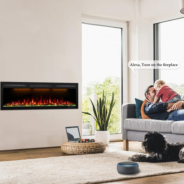 Prismaster ...keeps your home stylish 88 in. Smart Electric Fireplace Insert, Recessed and Wall-Mounted, Remote, App and Voice Control, 1500W in Black