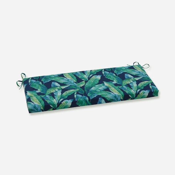 Pillow Perfect Floral Rectangular Outdoor Bench Cushion in Blue