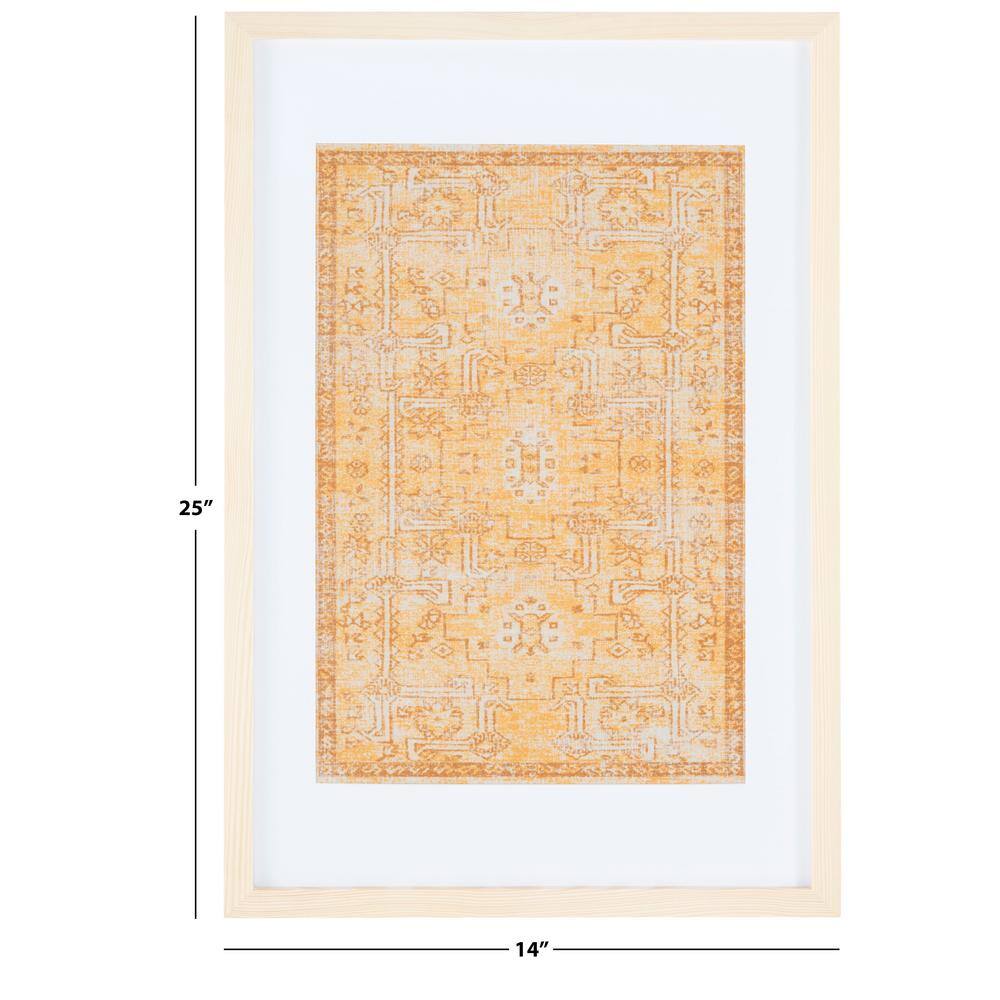 Renaldi Gold and White Framed Textile Wall Art, 25 x 16 inches