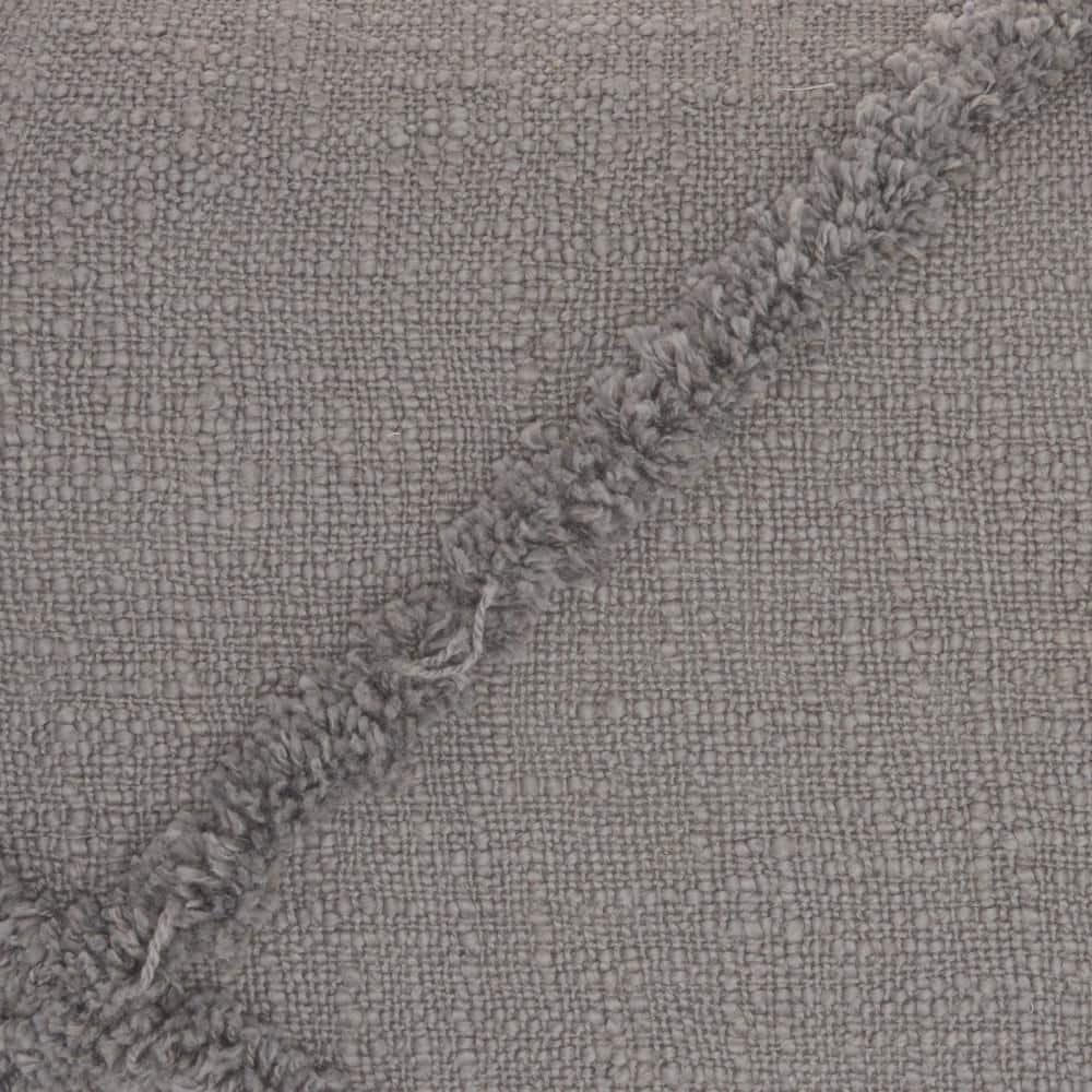 Gray Cotton Abstract Shaggy Detail Lumbar Pillow 14 x 24 in.