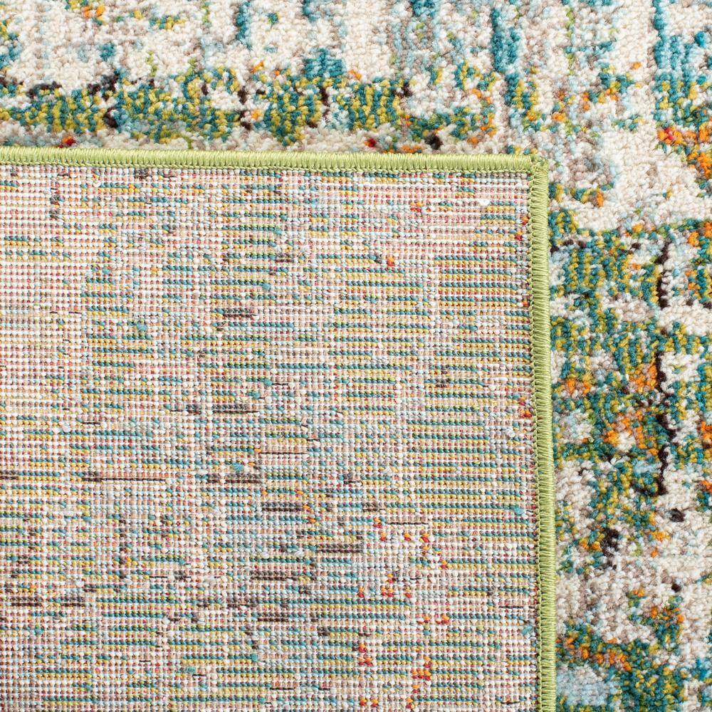 Green and Turquoise Abstract 5' Square Synthetic Area Rug
