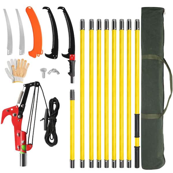360 in. x 13.7 in. Yellow Extendable Tree Pruner with Sharp Steel Blade and Scissors High Branches Trimming