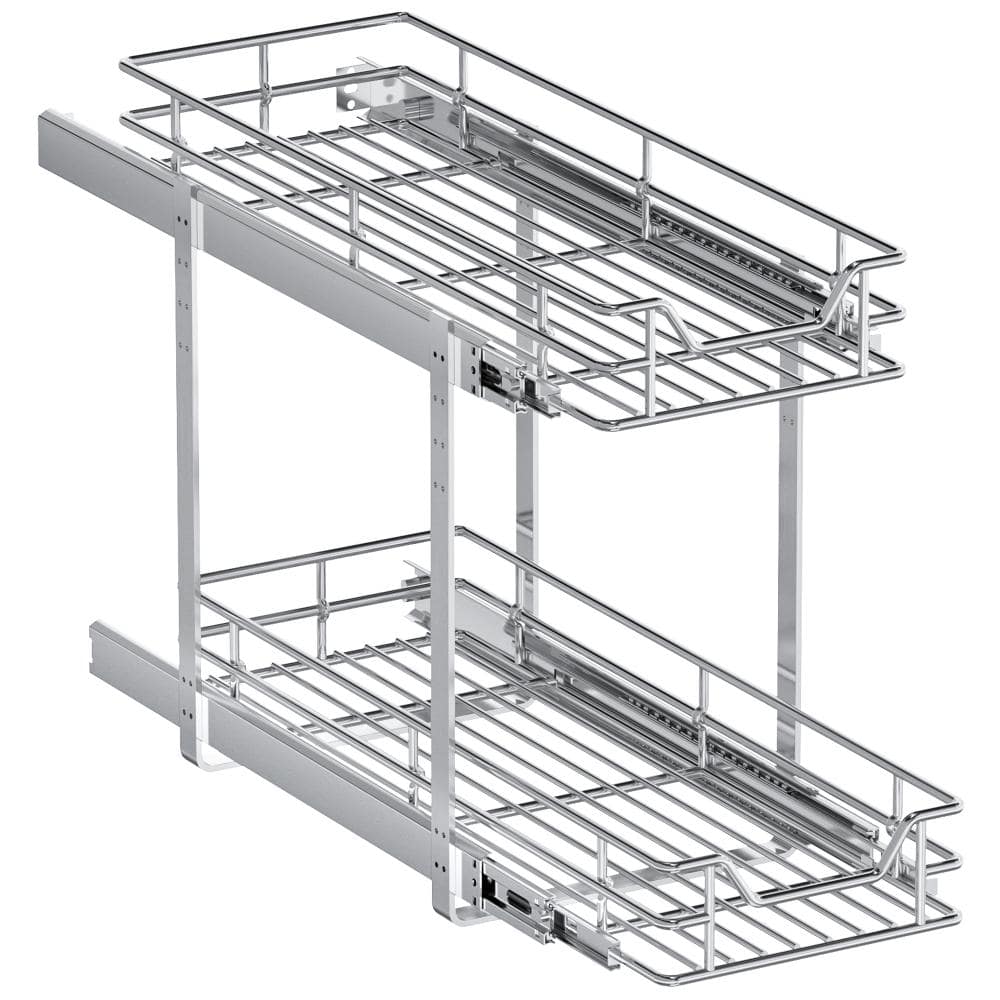 9 in. W x 21.5 in. D 2-Tier Pull Out Cabinet Organizer Heavy Duty Slide Out Shelves in Chrome price history on PriceWatchPro