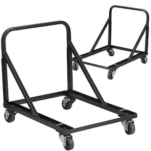1200 lbs. capacity Stack Chair Dolly with Wheels - Black (Set of 2)