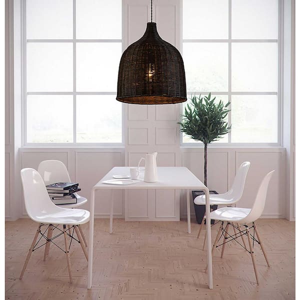 Adesso Levy 62 in. 2-Light Black with Webbed Caning Material Bulb Pendant  4326-01 - The Home Depot