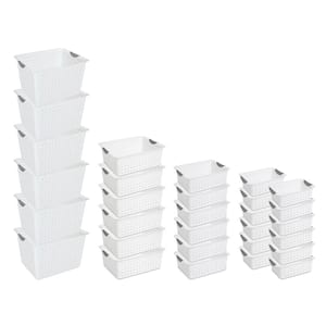 10 in. H x 16 in. W x 13.1 in. D White Plastic Cube Storage Bin 24-Pack