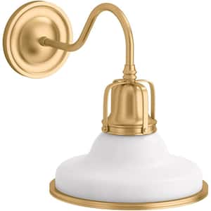 Hauksbee 1-Light 10 in. W White with Gold Trim Sconce