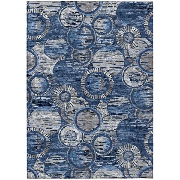 Addison Rugs Chantille Machine Washable Indoor/Outdoor Abstract ACN2206 Navy 3 ft. x 5 ft. Area Rug