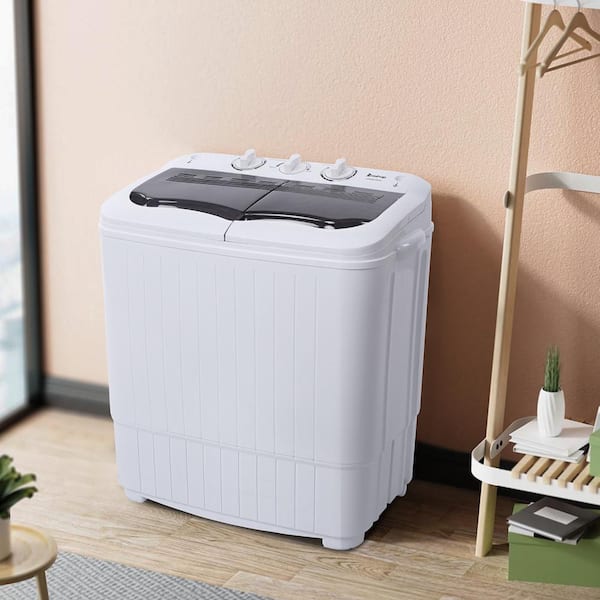 Costway 3.5 cu.ft. 26 lbs. Portable Semi-automatic Traditional Top Load  Washer in Gray with UL Certified N4-AH-10N021U1-GR - The Home Depot
