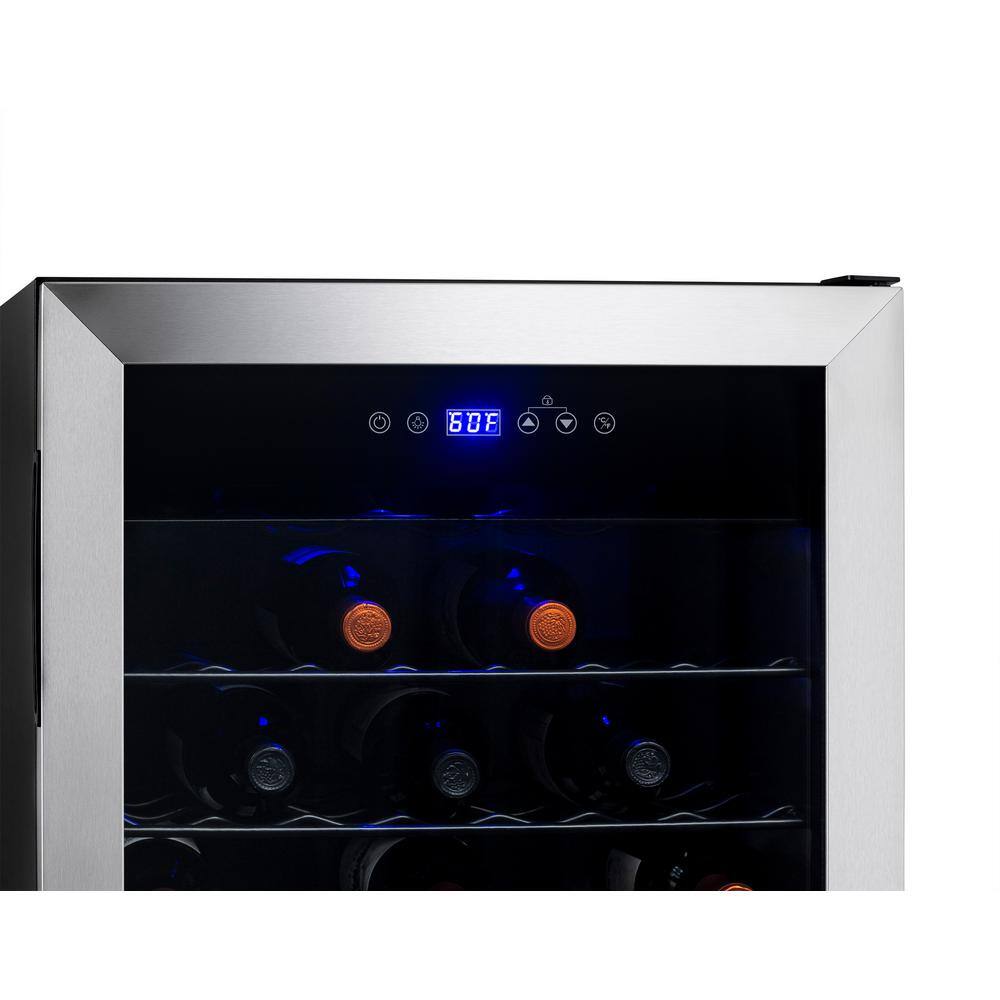 Stainless Steel 50 Bottle Freestanding Wine Refrigerator with Interior Lighting