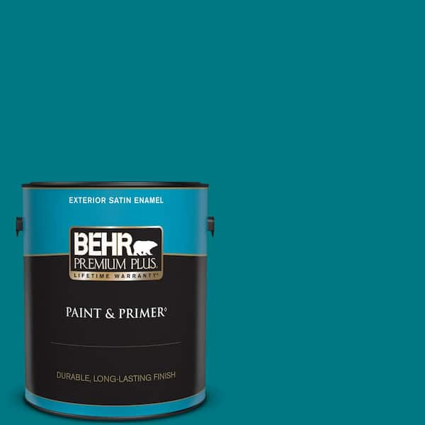 BEHR PREMIUM PLUS 1 gal. #P470-7 The Real Teal Satin Enamel Exterior Paint & Primer