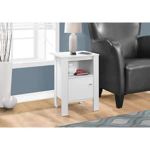 14 in. White Rectangular Particle Board End Table With Cabinet