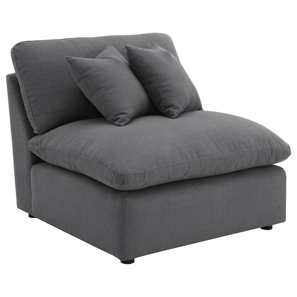 Coaster Hobson Charcoal Performance Upholstered Solid Back with No Arm