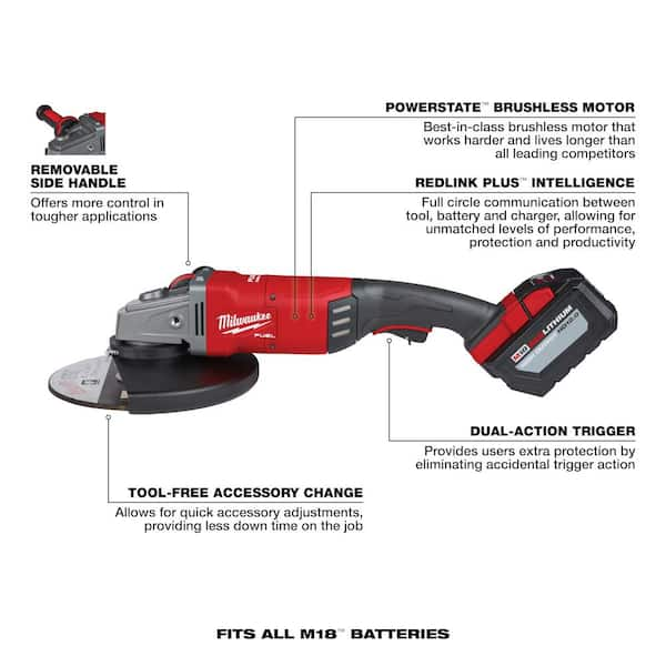 Milwaukee Tool 2785-20 M18 Fuel 7 in. / 9 in. Large Angle Grinder