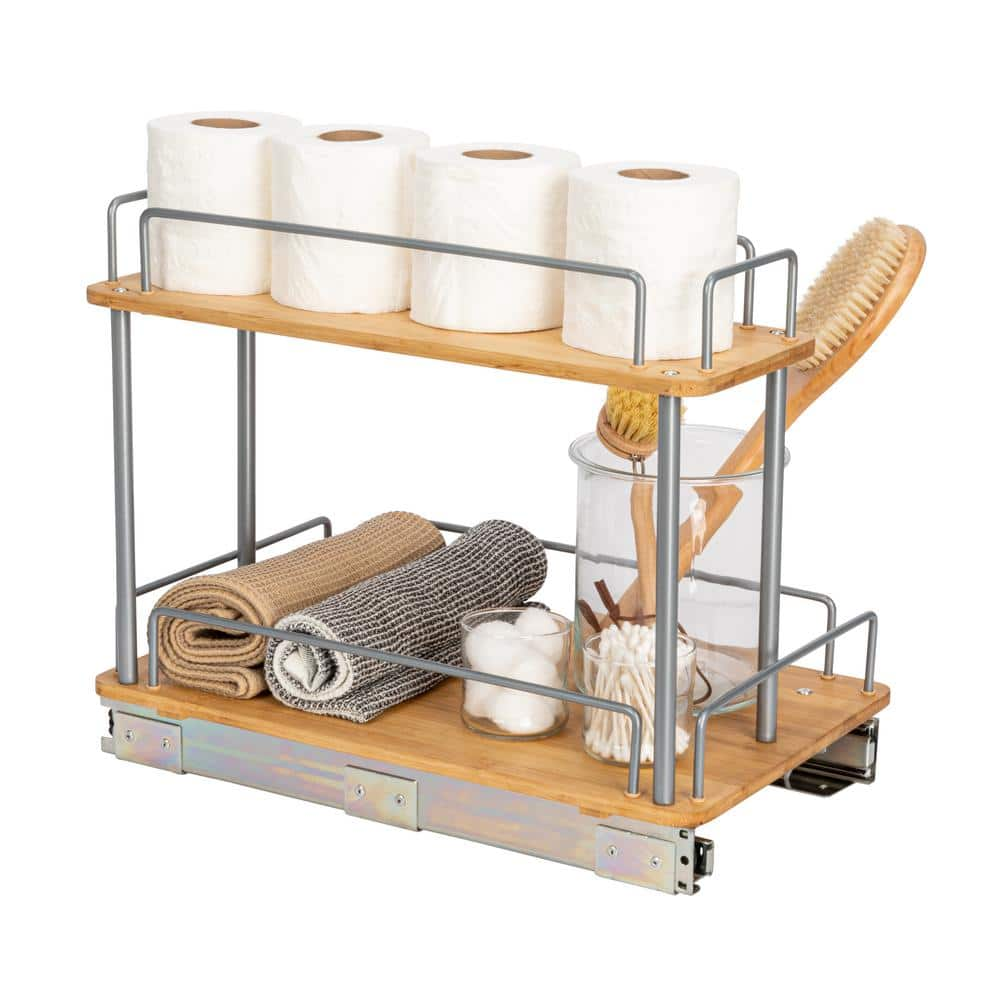 Sliding good Cabinet Organizer, Wire Shelf Organizer with PEVA Liner, Lightweight and