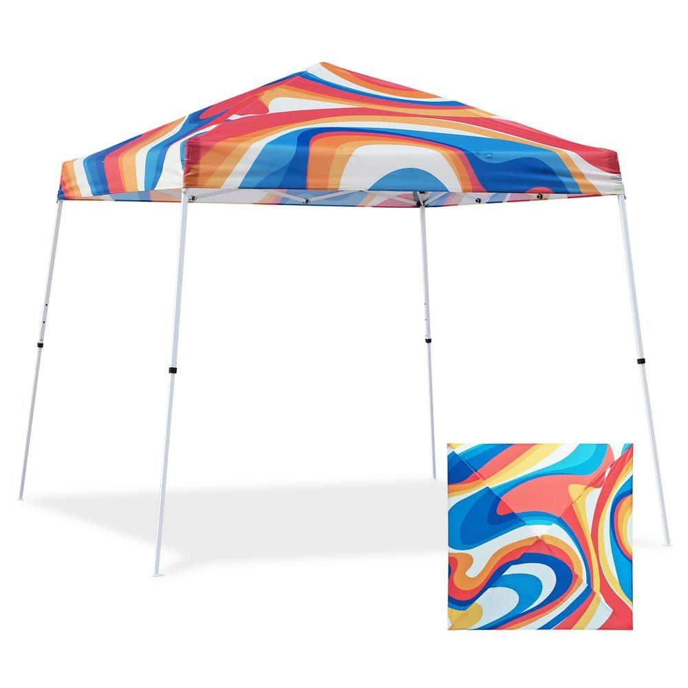 EAGLE PEAK 10 ft. W x 10 ft. D Slant Leg Pop-Up Canopy Tent Easy 1 ...