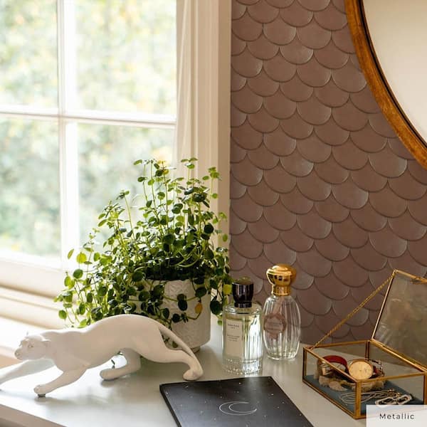 Genevieve Gorder Metallic Blush Brass Belly Vinyl Peel and Stick Wallpaper Roll (Covers 56 sq. ft.)