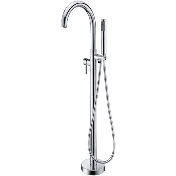 ANZZI Kros Series 2-Handle Freestanding Claw Foot Tub Faucet with Hand Shower in Polished Chrome