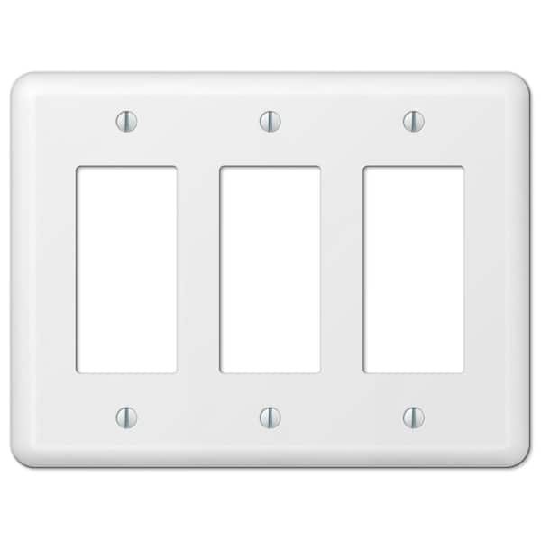 Declan White 3-Gang Decorator/Rocker Steel Wall Plate (2-Pack)