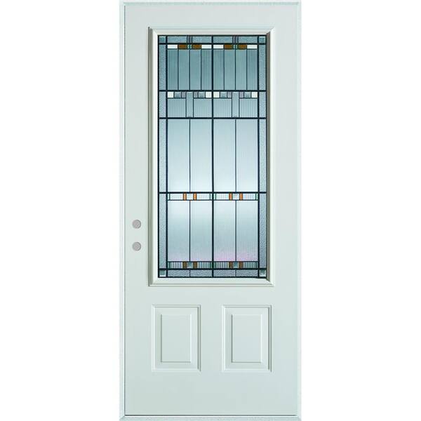 Stanley Doors 36 in. x 80 in. Architectural 3/4 Lite 2-Panel Painted White Right-Hand Inswing Steel Prehung Front Door