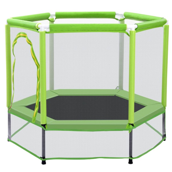 Unbranded 55 in. Toddlers Trampoline with Safety Enclosure Net and Balls