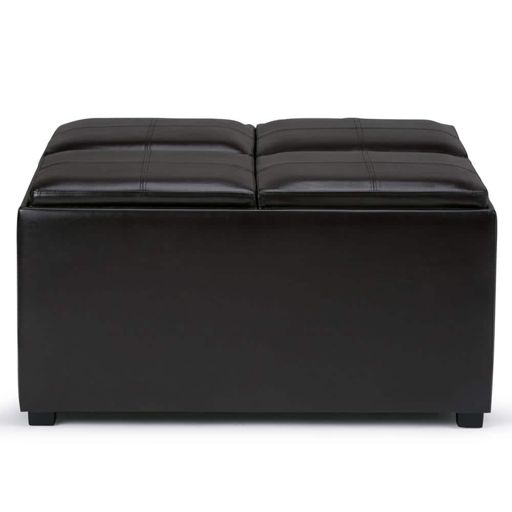 Avalon Square Tufted Cocktail Ottoman with Integrated Storage