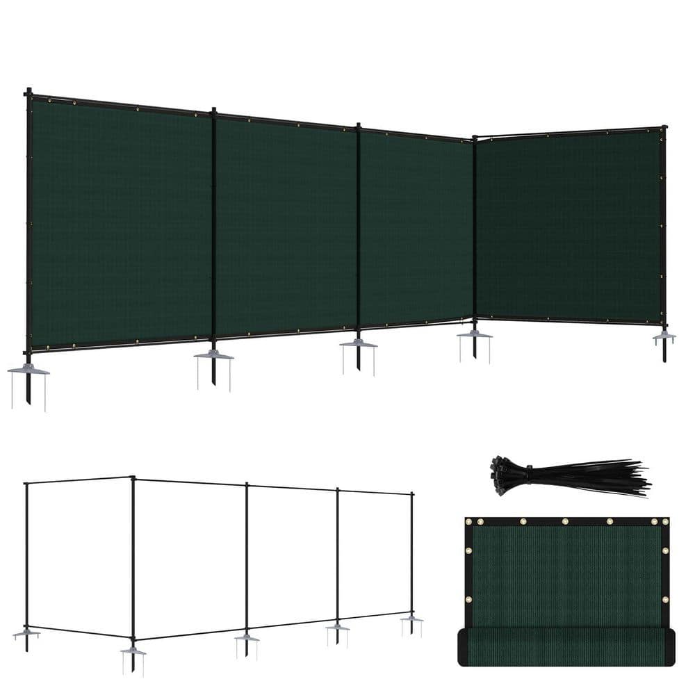 5 ft. x 24 ft. HDPE Privacy Fence Screen Set with Poles and Rails Ground Spikes Fence Kit for Garden, Pool, Patio, Green price history on PriceWatchPro
