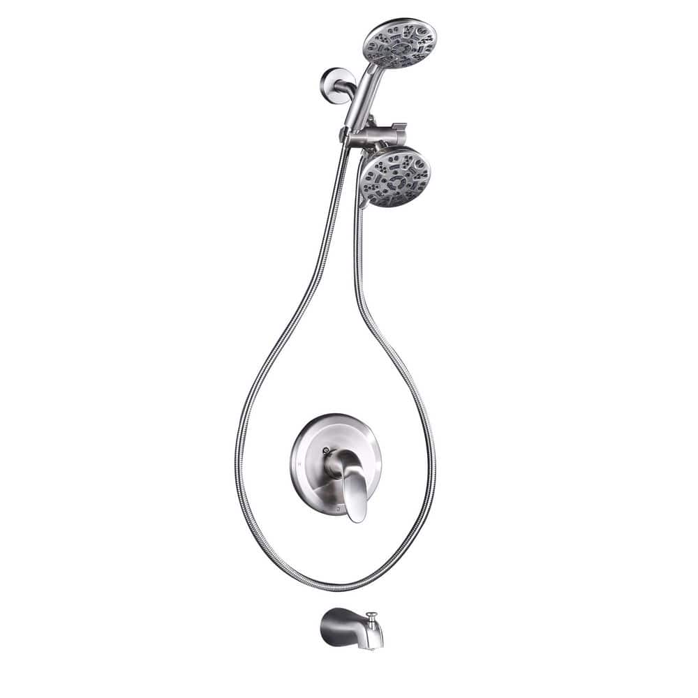Single Handle 8-Spray Tub and Shower Faucet 1.8 GPM Double Shower Heads in Brushed Nickel Valve Included price history on PriceWatchPro