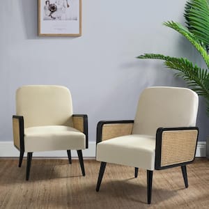 Elva Beige Polyester Arm Chair (Set of 2)