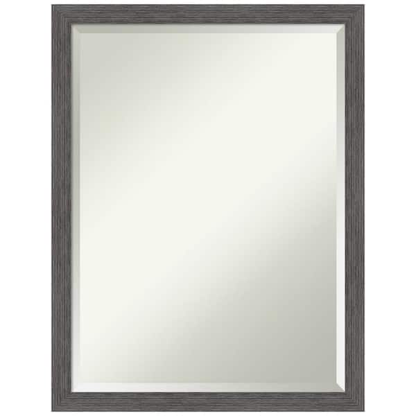Amanti Art Pinstripe Plank 20 in. x 26 in. Rustic Rectangle Thin Framed Grey Bathroom Vanity Mirror