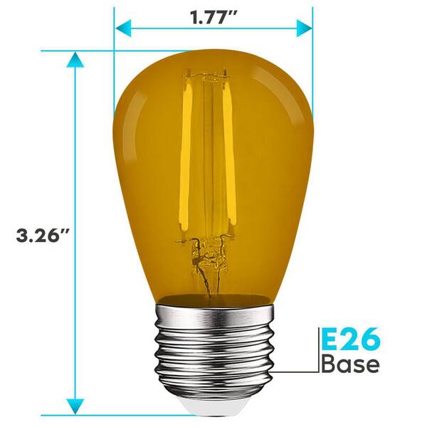 LUXRITE 11-Watt Equivalent S14 Edison LED Yellow Light Bulb