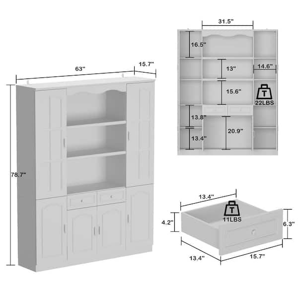 洋書 English Furniture FUFU&GAGA 78.7 in. Tall White Paint Finish Wood 10-Shelf