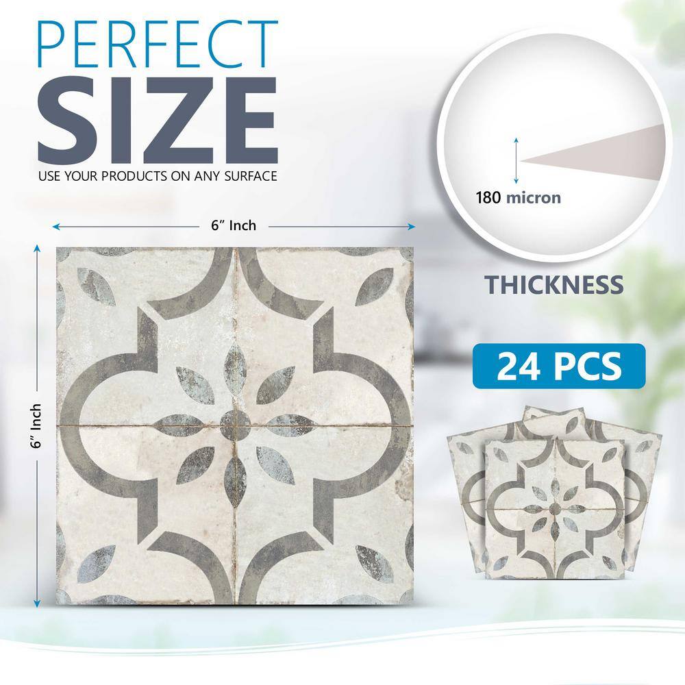 Light Gray and White Vintage Rustic Peel and Stick Tile Stickers