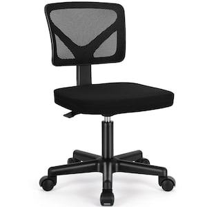 Mesh Back Adjustable Height Ergonomic Armless Computer Office Chair in Black for Small Spaces