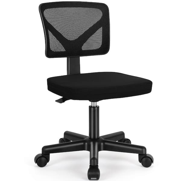 FIRNEWST Mesh Back Adjustable Height Ergonomic Armless Computer Office Chair in Black for Small Spaces