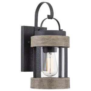 Rochester 60-Watt 1-Light Textured Black Modern Wall Sconce with Clear Shade, No Bulb Included