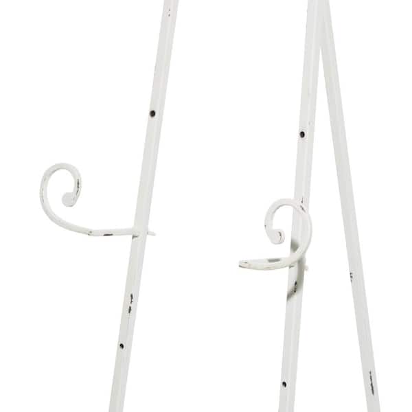 Litton Lane White Metal Extra Large Free Standing Adjustable Display Stand Easel with Foldable Stand