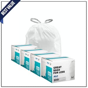 21.5 in. x 30.75 in., 12-16 Gal. White Drawstring Trash Bags Simplehuman Code M Compatible (200-Count 4-Pack)