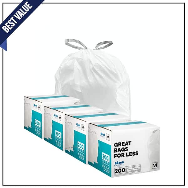 Plasticplace Custom Fit Trash Bags simplehuman Code G Compatible 8 Gallon/ 3