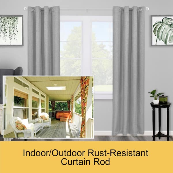 Adler Industrial 48 in. - 84 in. Adjustable Single Indoor/Outdoor Rust-Resistant Curtain Rod 5/8 in. Diameter in Silver