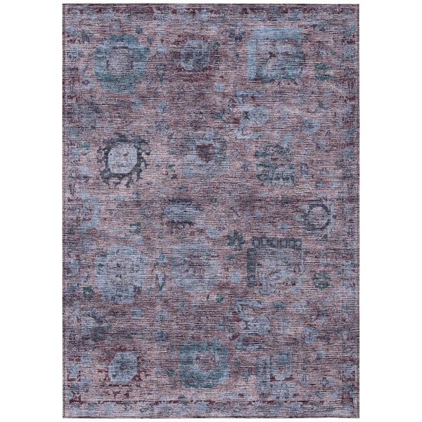 Chantille Machine Washable Indoor/Outdoor Abstract ACN2429 Plum 5 ft. x 7 ft. 6 in. Area Rug