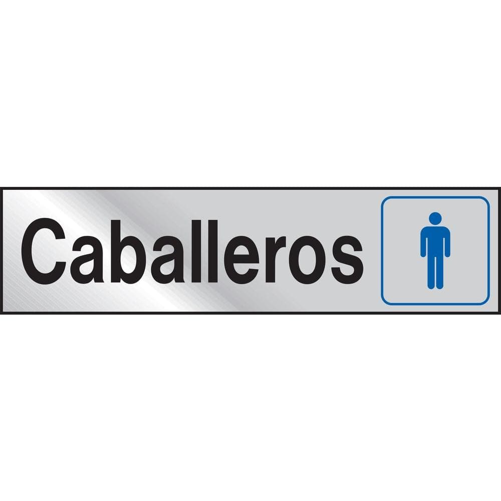 Everbilt 2 in. x 8 in. Aluminum Caballeros Restroom Sign 20818