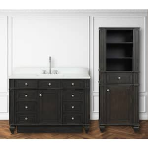 Winston 48 in. W x 22 in. D Bath Vanity in Walnut with Quartz Vanity Top in White with White Basin