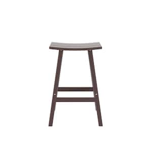 Franklin Dark Brown 29 in. Poly HDPE Fade Resistant Outdoor Patio Saddle Seat Pub Height Bar Stool