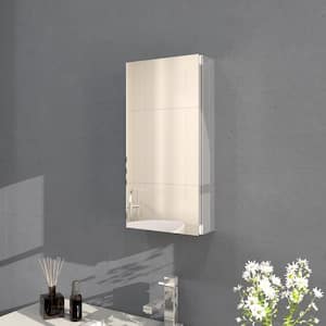 Flicker 12 in. W x 24 in. H Rectangular Aluminum or Surface-Mount Beveled Medicine Cabinet Mirror in Silver