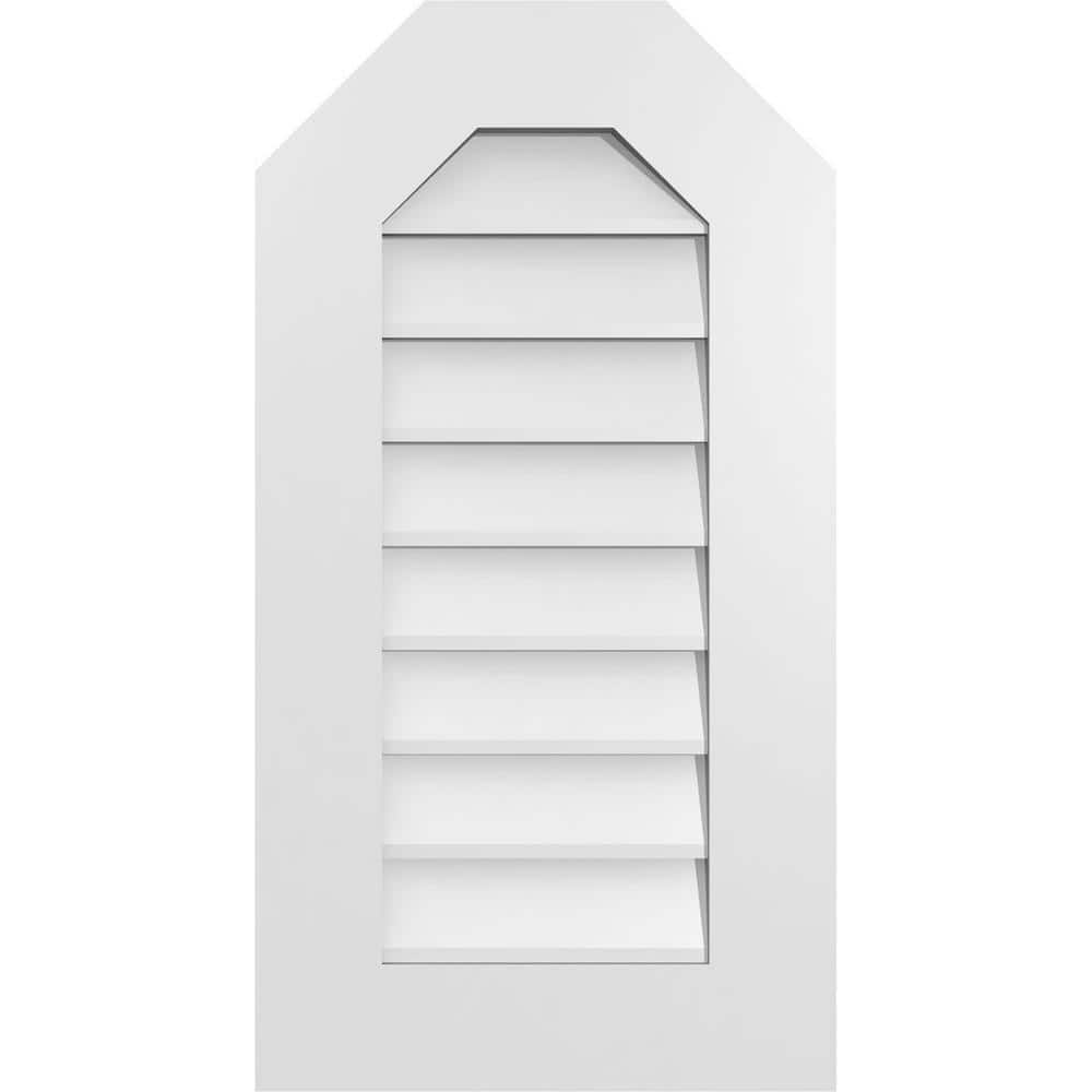 Ekena Millwork 16 in. x 30 in. Octagonal Top Surface Mount PVC Gable