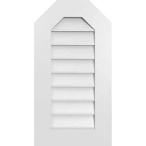 16 in. x 30 in. Octagonal Top Surface Mount PVC Gable Vent: Decorative with Standard Frame